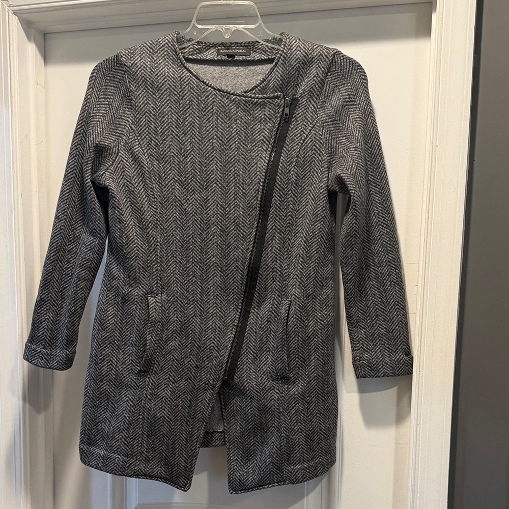 Banana Republic Gray Herringbone Sweater Jacket